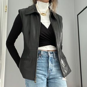 EUC BEBE BLACK LAMBSKIN LEATHER VEST